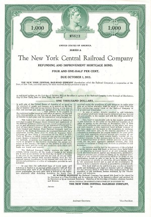 New York Central Railroad Co. - Various Denominations Bond
